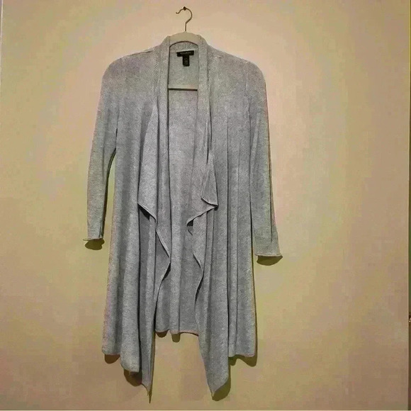 WHITE HOUSE BLACK MARKET Open Style Silver Knit Cardigan Sweater Women's Size M - Picture 1 of 9
